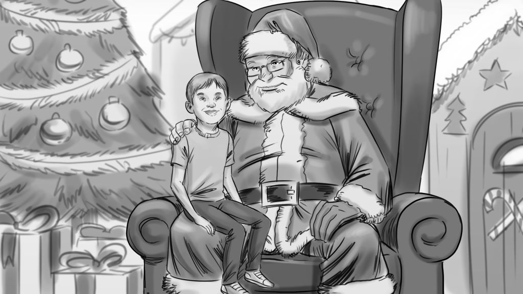 Santa Surprises a Boy